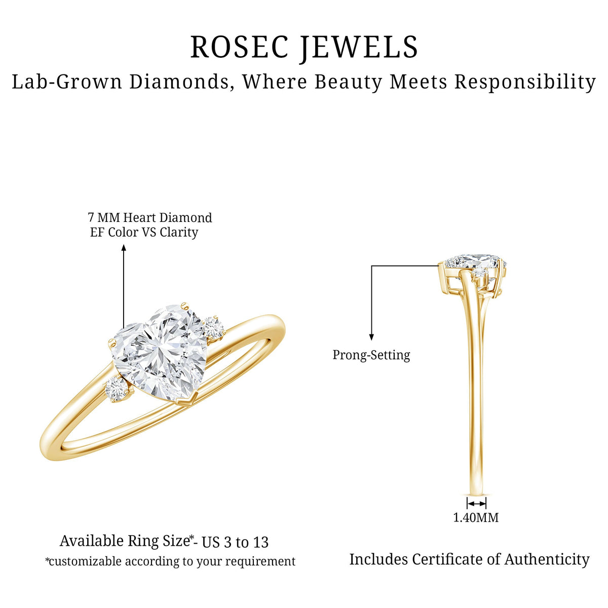 7 mm Heart Lab Grown Diamond Proposal Ring For Her