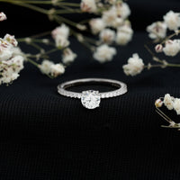Round Brilliant Cut Lab Grown Diamond Promise Ring with Side Stones