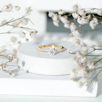 Round Brilliant Cut Lab Grown Diamond Promise Ring with Side Stones