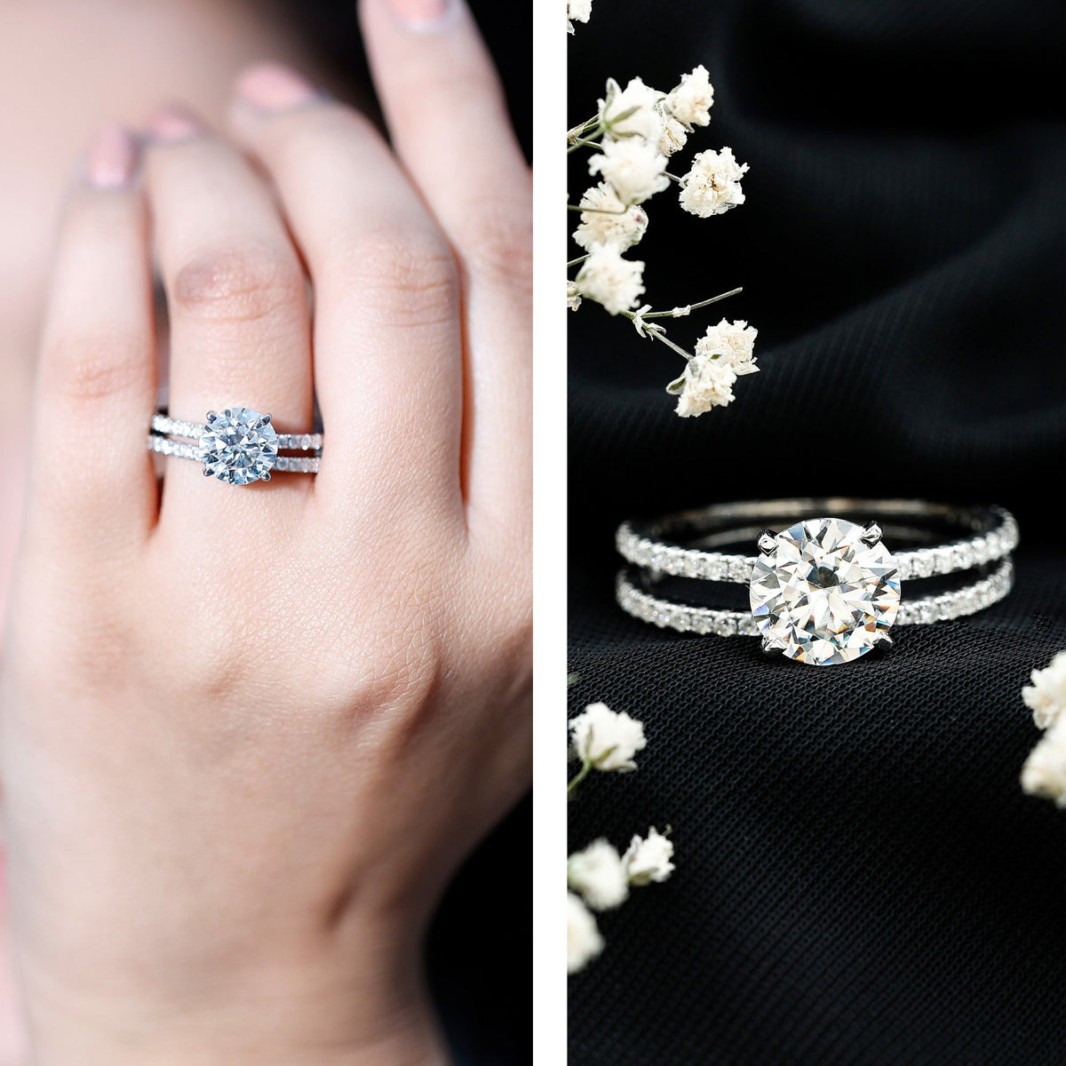 Lab Grown Diamond Wedding Ring Set with Certificate