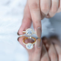 Certified Lab Grown Diamond Circle Engagement Ring With Halo