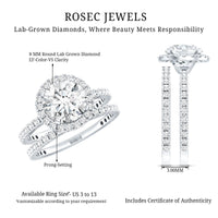 Lab Grown Diamond Halo Bridal Ring Set for Women