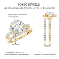 Lab Grown Diamond Halo Bridal Ring Set for Women