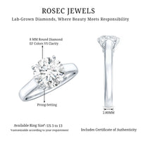 Brilliant Cut Lab Grown Diamond Classic Engagement Ring with Certificate