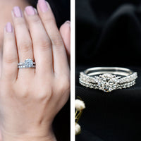 Certified 8 mm Round Lab Grown Diamond Wedding Engagement Ring Set