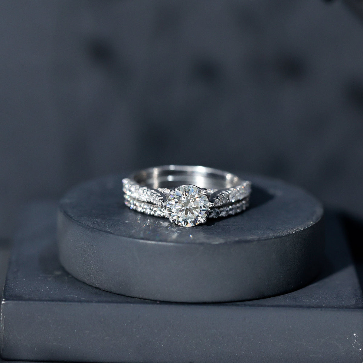 Certified 8 mm Round Lab Grown Diamond Wedding Engagement Ring Set