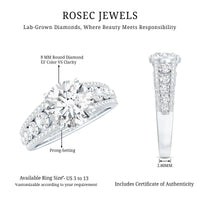 Lab Grown Diamond Statement Engagement Ring With Side Stones