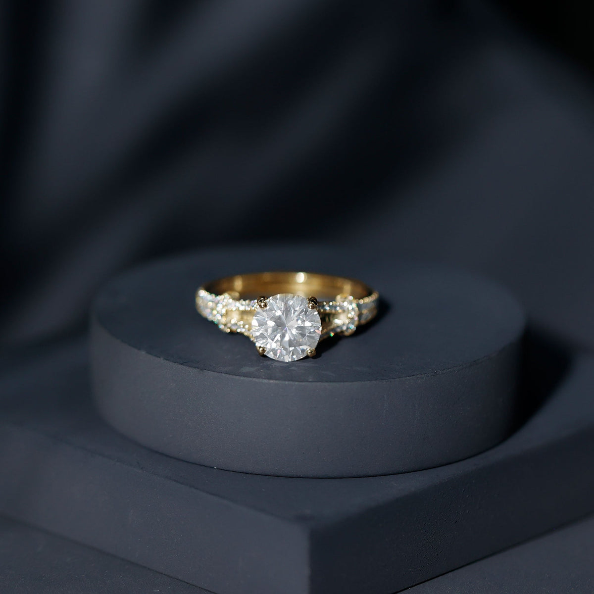 Certified Brilliant Cut Diamond Split Shank Engagement Ring