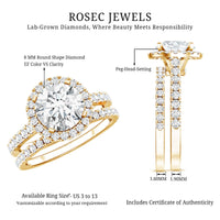 Certified Lab Grown Diamond Halo Ring With Wedding Band