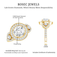 Round Cut Diamond Antique Looking Engagement Ring