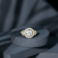 Round Cut Diamond Antique Looking Engagement Ring