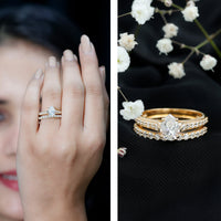 Pear Cut 6X8 MM Lab Grown Diamond Marriage Ring Set for Women