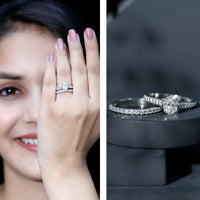 1 Carat Oval Lab Created Diamond Solitaire Engagement Ring Set for Women