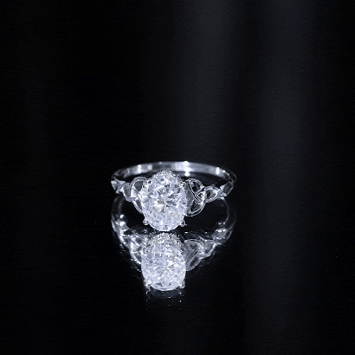 Oval Lab Grown Diamond Hidden Halo Engagement Ring