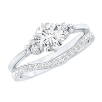 Certified Diamond Bridal Ring Set with Curved Band