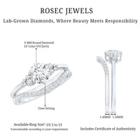 Certified Diamond Bridal Ring Set with Curved Band