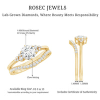 Certified Diamond Bridal Ring Set with Curved Band