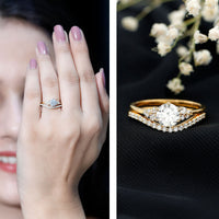 Certified Diamond Bridal Ring Set with Curved Band