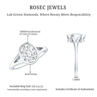 Bezel Set Oval Lab Created Diamond Solitaire Ring For Women