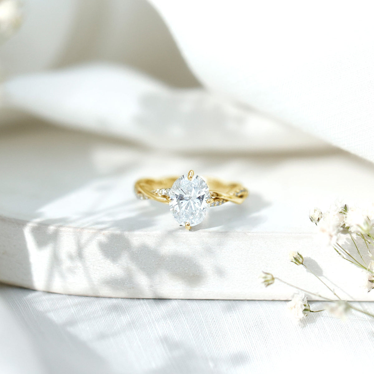 Lab Grown Diamond Oval Engagement Ring With Braided Style Band