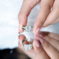 Lab Diamond Emerald Cut Engagement Ring With Band