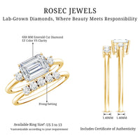 Lab Diamond Emerald Cut Engagement Ring With Band