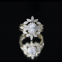 Lab Grown Diamond Vintage Engagement Ring with 2 Wedding Bands