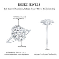 Brilliant Cut Oval Lab Grown Diamond Halo Engagement Ring