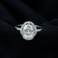 Brilliant Cut Oval Lab Grown Diamond Halo Engagement Ring