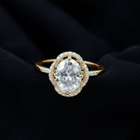 Brilliant Cut Oval Lab Grown Diamond Halo Engagement Ring