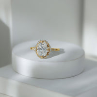 Brilliant Cut Oval Lab Grown Diamond Halo Engagement Ring
