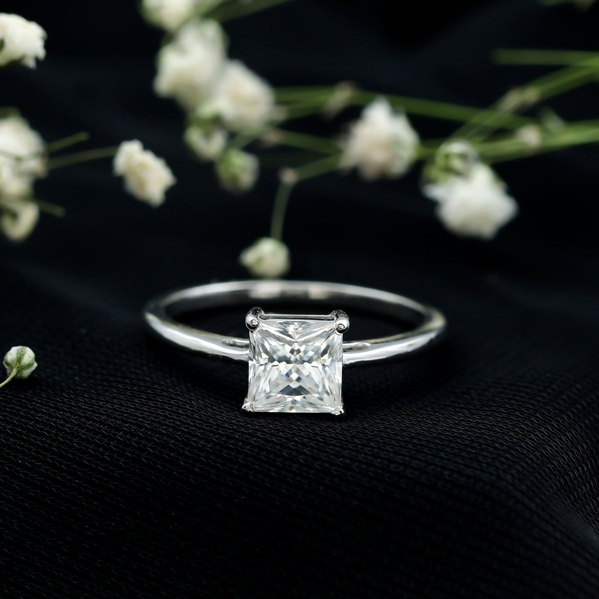 Certified Lab Grown Diamond 6 mm Square Cut Engagement Ring