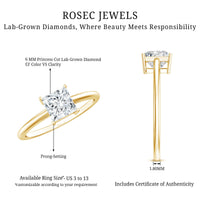 Certified Lab Grown Diamond 6 mm Square Cut Engagement Ring