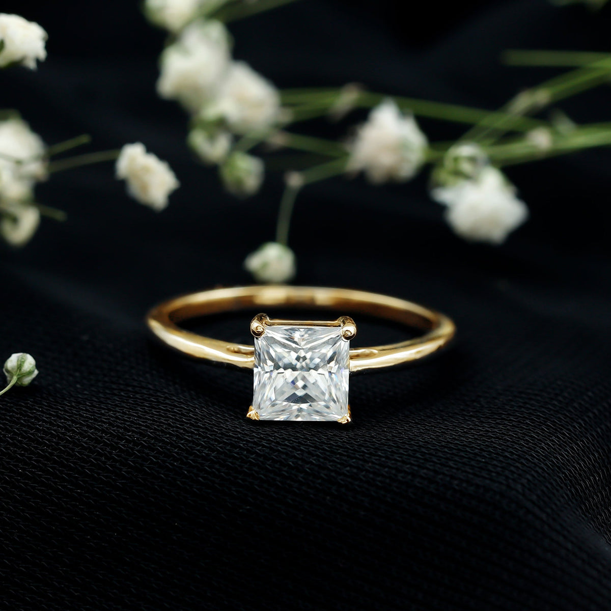 Certified Lab Grown Diamond 6 mm Square Cut Engagement Ring