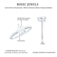 Single Stone Lab Grown Diamond Pear Engagement Ring