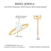 Single Stone Lab Grown Diamond Pear Engagement Ring