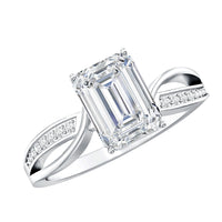 Certified Emerald Cut Diamond Infinity Engagement Ring