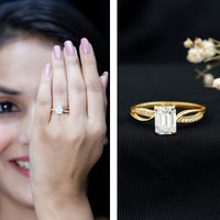 Certified Emerald Cut Diamond Infinity Engagement Ring