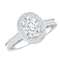 6X8 mm Oval Lab Grown Diamond Halo Engagement Ring