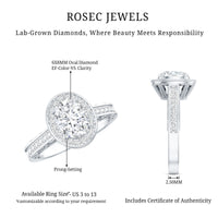 6X8 mm Oval Lab Grown Diamond Halo Engagement Ring