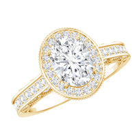 6X8 mm Oval Lab Grown Diamond Halo Engagement Ring