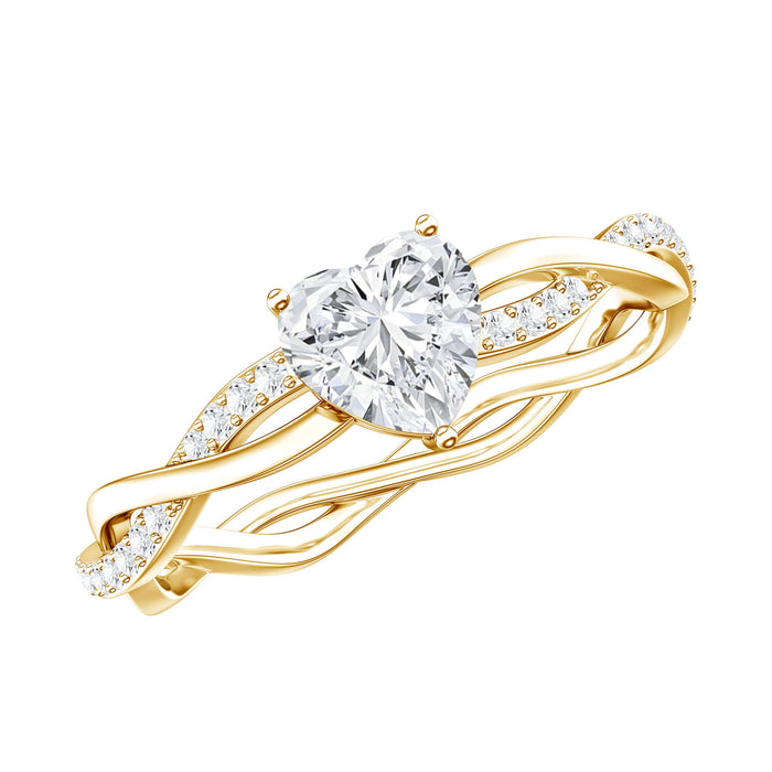 Heart-shaped diamond ring for women by Rosec Jewels, featuring a 5 mm sparkling diamond and elegant design.