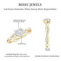 5 MM Heart Shaped Diamond Ring For Women