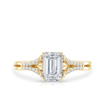 Emerald Cut Lab Diamond Engagement Ring With Split Shank Ring