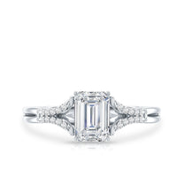Emerald Cut Lab Diamond Engagement Ring With Split Shank Ring