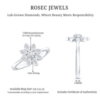 Brilliant Cut Lab Grown Diamond Flower Cocktail Ring