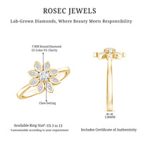 Brilliant Cut Lab Grown Diamond Flower Cocktail Ring
