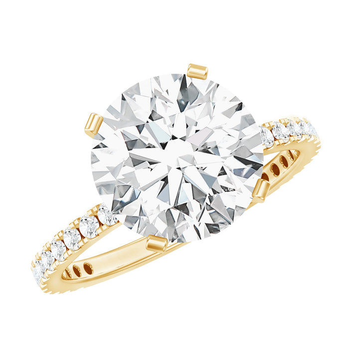 Four-carat lab-grown diamond engagement ring by Rosec Jewels featuring a sparkling center stone and elegant band.