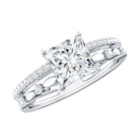 Brilliant Cut Lab Grown Diamond Solitaire Double Band Ring for Women