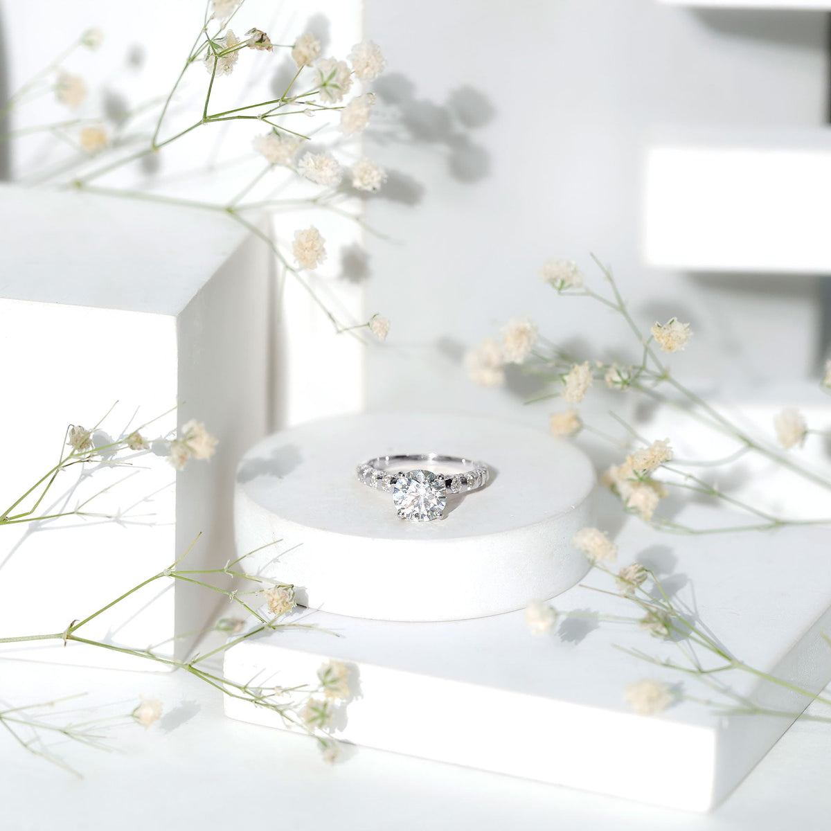 Certified 7 MM Lab Grown Diamond Solitaire Engagement Ring